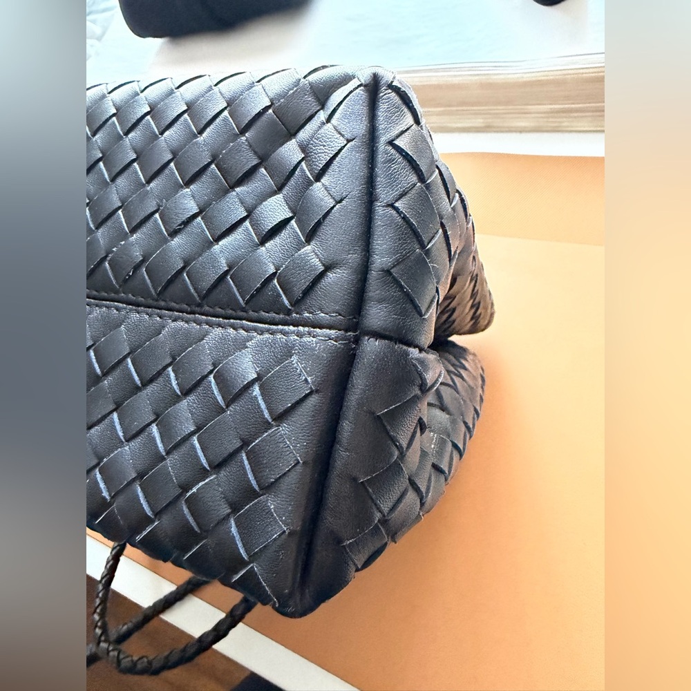 Quince Italian Leather Handwoven Satchel in black - Picture 5 of 16